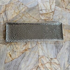 Hometrends Hammered Silver Tone Rectangular Decorative Tray Dish